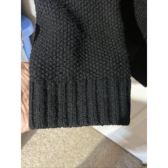 Eileen Fisher Black Full Zip Knit Yak Wool Leather Trim Sweater Size: 2X - Picture 6 of 9